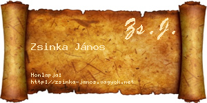 Zsinka János névjegykártya